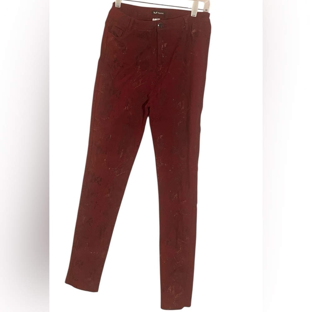 Apperloth‎ XXL burgundy snakeskin look stretchy wax gold specs jeggings. Y2K